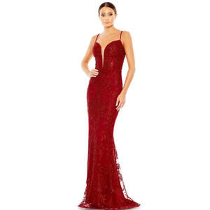 New Mac Duggal 20330 Deep Sweetheart Embellished Sheath Gown In Red Sz 10 $798